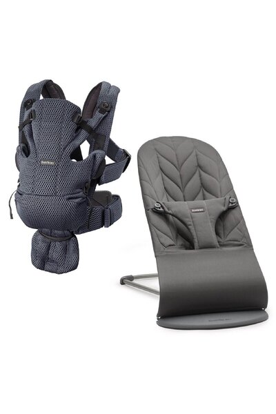 BabyBjörn 2'li Set Bliss Ana Kucağı Petal Woven & Kanguru Move Mesh Anthracite