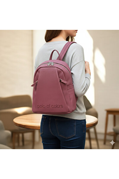 Polo Of Colors 4030 LK حقيبة ظهر أنيقة باللون الأحمر الداكن (28×30 سم)