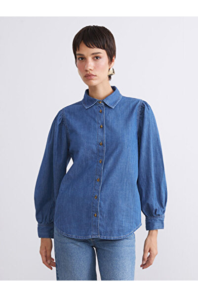 LC Waikiki Quality Parts Balloon Sleeve Women's Jean Shirt from Çelebi Store