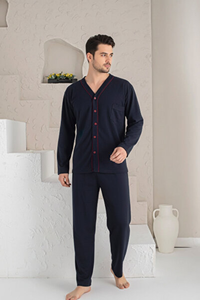 Pijamask SET DE PIJAMALE CU MÂNECĂ LUNGĂ, ALBASTRU ÎNCHIS, PENTRU BĂRBAȚI