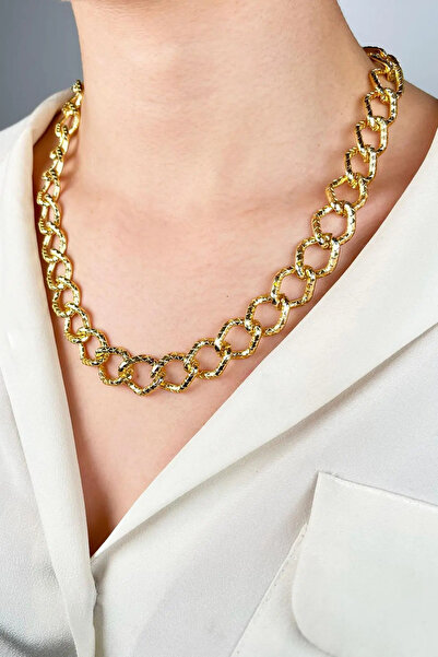 Sose Moda Ezme Model Baklava Chain Long Necklace - Gold