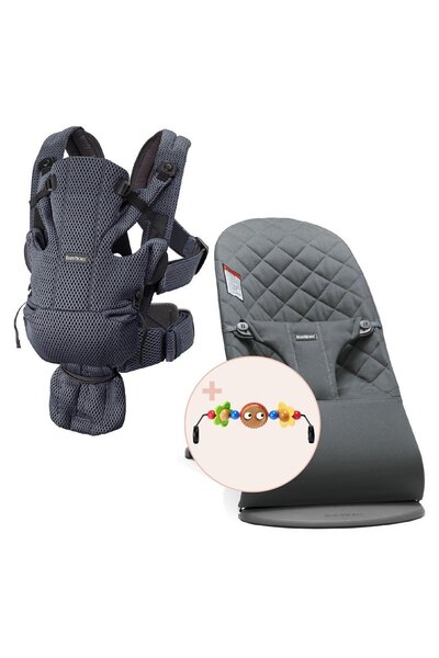 BabyBjörn 2'li Set Oyuncaklı Bliss Ana kucağı Woven & Kanguru Move Mesh Anthr...