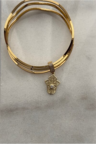 mibrillo İşlemeli Tek Taş Detaylı Fatma Ana Eli Ajda Bilezik Charmı yada Koly...