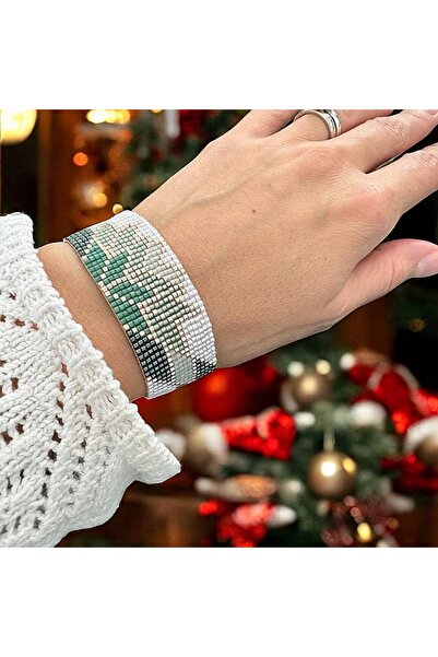 Ezera Πράσινο Χειροποίητο Πλατύ Βραχιόλι από Χάντρες Miyuki, Selma
