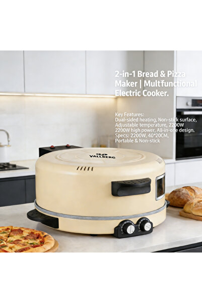 Yallabena فرن بيتزا وصانع خبز محمول بقوة 2200 واط - تسخين مزدوج الجوانب، غير ...