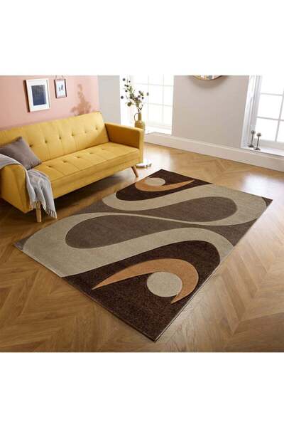 Dualhome Rug Friese Nik Brown, 80x300 cm, Abstract - 80x300 cm, rectangle, Brown