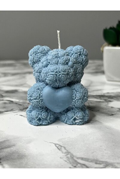 AKINLAR Kalpli Ayıcık Mavi Mum Seti Soya Wax