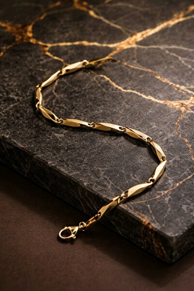 stainless steell Steel Gold Broken Chain Unisex Bracelet 16+6 cm Extension