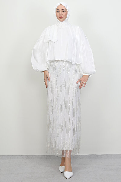 Lamia Giyim Burçin Takım Abiye Beyaz