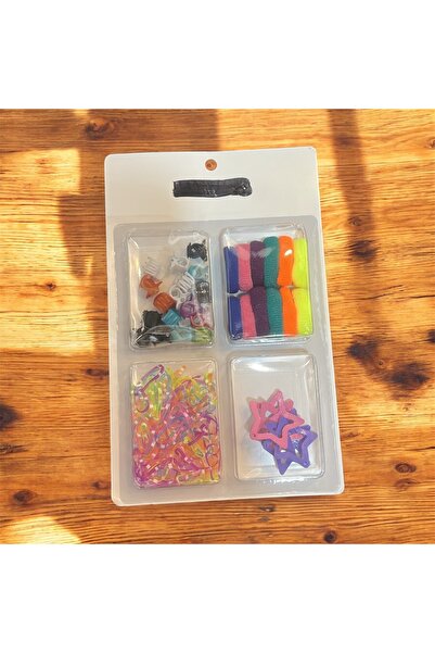 Store Karışık Renkli Lastik Toka ve Çıtçıt Toka Seti