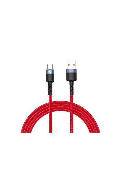 TELLUR Cablu Type-C cu LED, 3A, nailon, 1.2m, roÈ™u