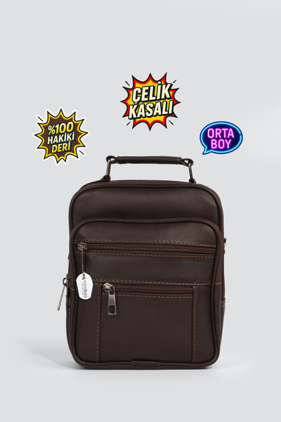 westbag Men's Bitter Brown Steel Case Genuine Leather Hand and Shoulder Bag w...