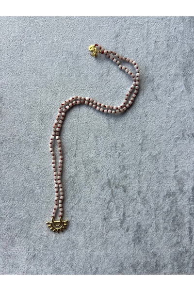 mitico jewellery Follow the Sun Kırmızı-Bej Boncuklu Gümüş Kolye
