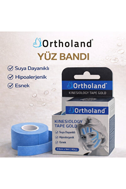 Ortholand Yüz Bandı Kinesiyoloji Tape 2,5 cm x 5 mt Cilt Dostu Yüz toparlama ...