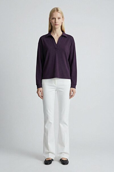 Rays 8275A Shirt Collar Sweater Plum