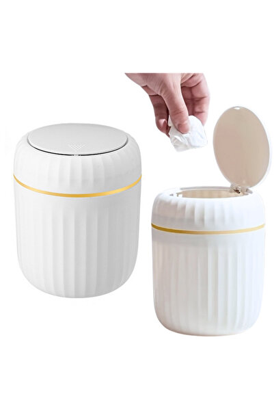 LEAN Mini Waste Bin Opening Lid Universal Elegant White