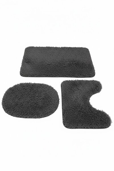Sarar Plush Non-Slip Washable Bath Mat Toilet Set 3-Piece 50X80/50X60/40X45 (...