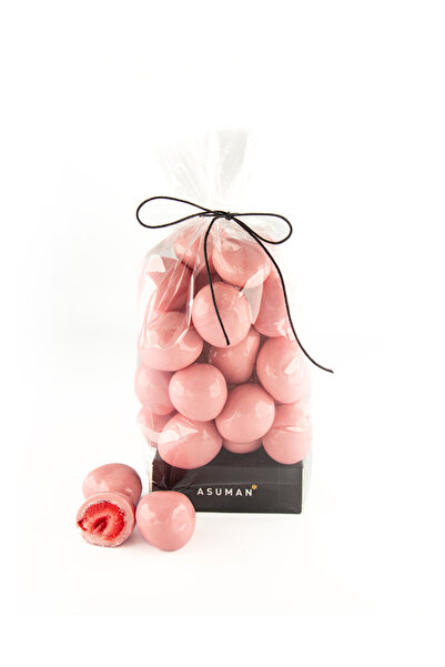 ASUMAN Beyaz Çikolata Kaplı Çilek Draje (Pembe)