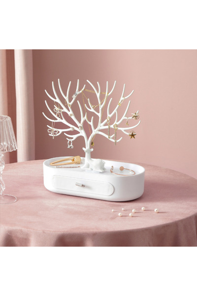 Viyogo Suport bijuterii din coarne de cerb, 24,5 x 12,5 x 26 cm, alb