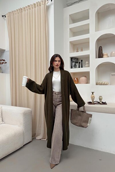 mylove Casual Knitwear Long Cardigan Khaki