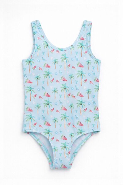 MARKAPIA WOMAN Costum de baie pentru fete cu model pepene verde și palmieri
