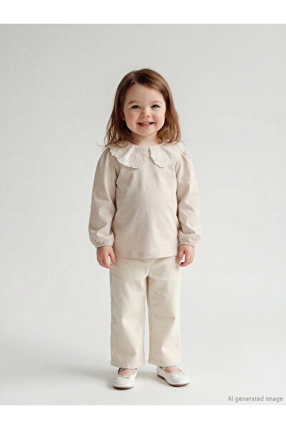 LC Waikiki LCW baby Peter Pan Collar Baby Girl Blouse and Pants 2-Piece Set