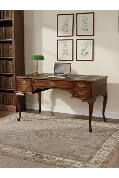 Gazzini Furniture Realm Fransız Retro Deri Ahşap Çalışma Masası 75x140