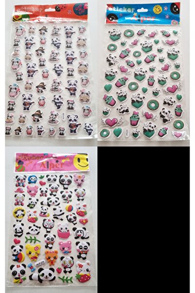 Modellino Embossed panda sticker set - a4 size adhesive labels - 3-pack - alp...