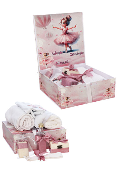 Flashmarket Trusou botez Fetita 8 piese cu Balerina Roz Pudra – Set complet b...