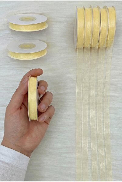 ZEYMERADE Panglică din tul organza, crem pastel, 1 cm, 22 metri, Pachet, Logo...