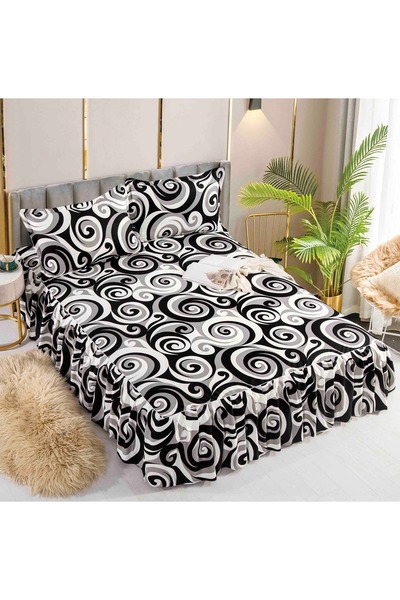 Inovius Cearceaf De Pat Cu Volane si 2 Fete De Perna Bumbac Finet - JOJ76