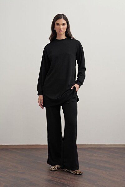 ALLDAY Black Corduroy Draped Trousers Suit
