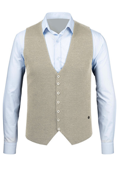 Çizgi Triko Men's Buttoned Sports / Classic Knitwear Knitted Sleeveless Vest ...