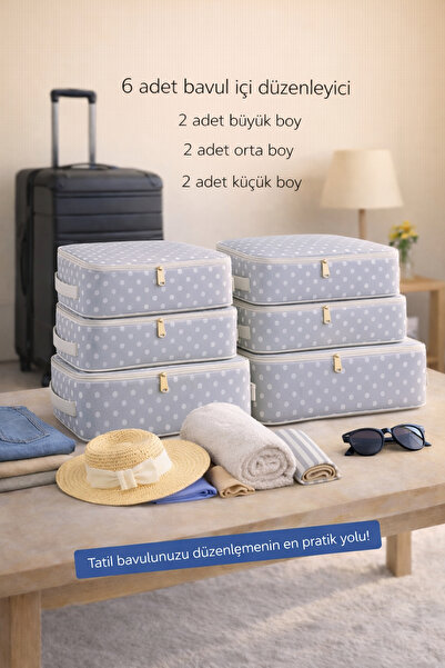 Spartek home textile 6 Pieces Polka Dot Pattern - Luggage Organizer Set Witho...