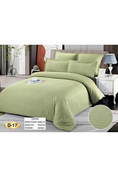 Inovius Damask Bed Linen, 1 Person, 4 Pieces, Light Green - EAT565
