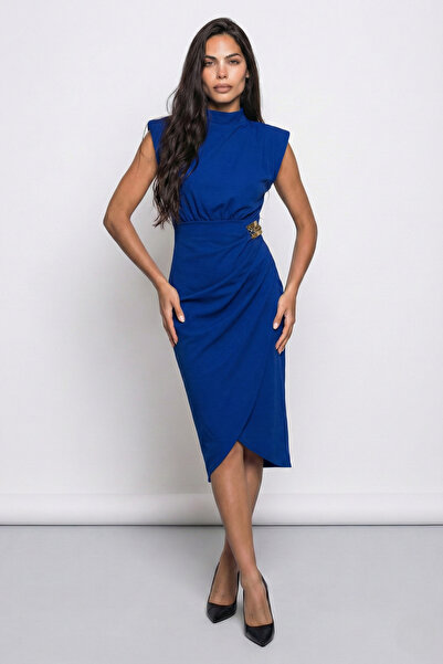 OLSAMODA Rochie de seară fără mâneci, din țesătură elastică, cu croială tip w...