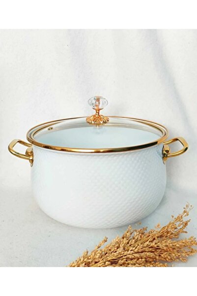 EBRULİEMAYE Luxury White Embossed 5 Liter Milk Yogurt Casserole Pot