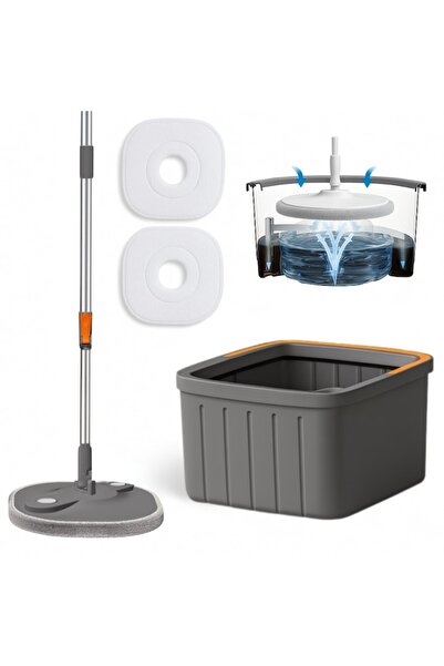 FOXMAG24 Spin mop set with two refills,square bucket with two separate compar...
