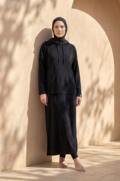 Marina Hooded Towel Pareo Black P2602-1