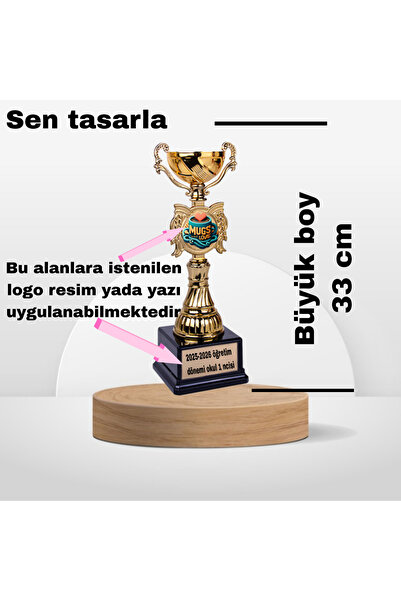 Mugs and love Kişiye özel Kaliteli BÜYÜK BOY GOLD KELEBEK ÖDÜL KUPASI arkadaş...