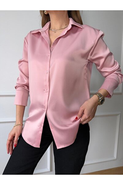 Size Özgü Pembe Saten Gömlek