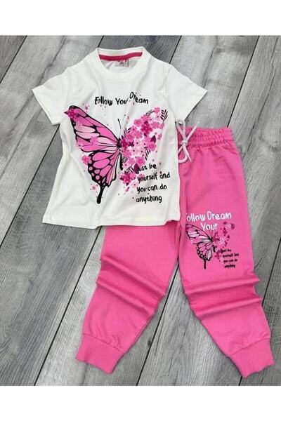 Wolf Compleu fete fluture -pantalon lung și tricou