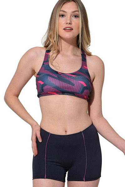 Swana Modelli Patterned Swimsuit Bikini Set with Badili Shorts - Anthracite