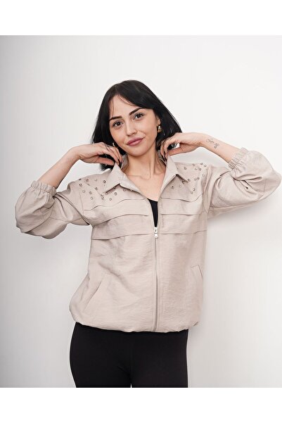 sumoda Women's Seasonal Pocketed Unlined Jacket with Elastic Bottom