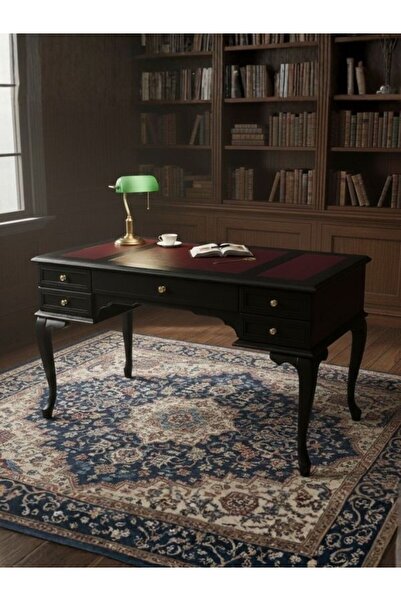 Gazzini Furniture Realm Fransız Retro Deri Ahşap Çalışma Masası 75x160