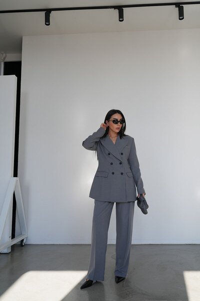 Özge Özgenç Double Breasted Collar Jacket Pants Set