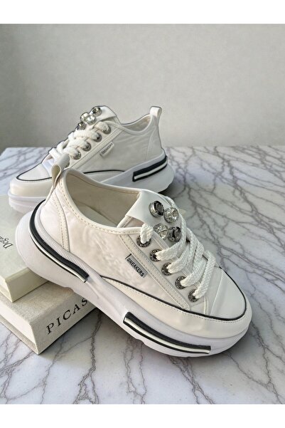 SNEAKERS MT-SHOP Kadın Sneaker Yüksek Taban Bağcıklı Spor Ayakkabı