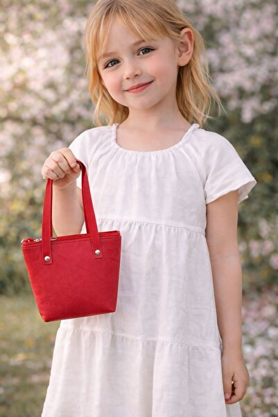 Me&On WEAR Kız Çocuk Kırmızı Mini El Çantası – Fermuarlı Küçük Boy Günlük Çanta