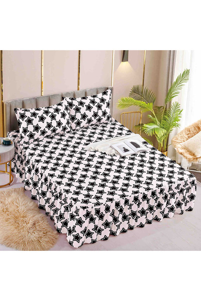 Inovius Ruffled Bed Sheet and 2 Fine Cotton Pillowcases - JOJ74