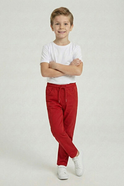 nacar çarşı Dečačke crvene pantalone sa elastičnim strukom i vezanjem Lan 23....
